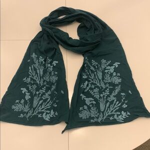 Hand Dyed Floral Jersey Knit Green Scarf